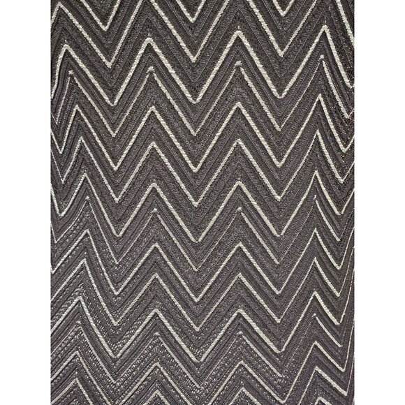Andria Lieu Collection Black & Silver Chevron Stretch Pull Over Knit Top L - Picture 5 of 7